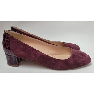 J. Crew Factory Plum Suede Block Heel Pumps